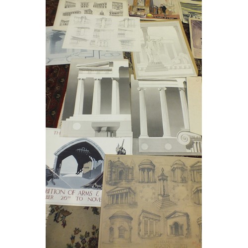 23 - Barrie Arthur Fenton, a collection of mainly folio size watercolour and pencil art school designs, m... 