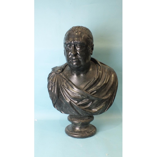 176 - A 20th century black-painted plaster bust of a Roman emperor believed to be Nero, 72cm high.... 