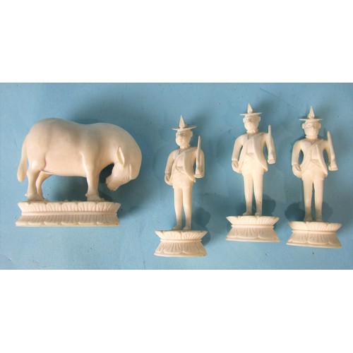 183 - A rare early-19th Century East India (John) Company ivory chess part-set, possibly Berhampore, one s... 