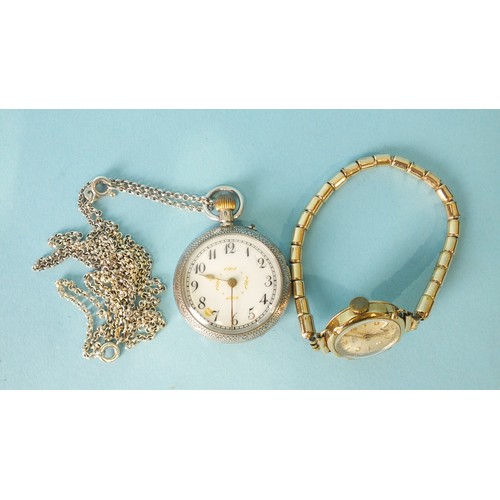 247 - Avia, a lady's 9ct-gold-cased wrist watch on gold-plated tubular expanding bracelet and a lady's Con... 