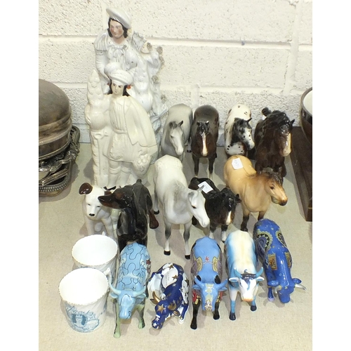 100 - A Beswick model 'Bois Roussel Racehorse', grey gloss, another, 'Shetland Pony' (woolly Shetland mare... 