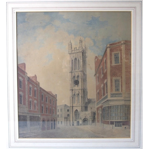 116 - G N Bruton, 'St Stephens Church, Bristol', a signed watercolour, dated 1822, 41.5 x 37cm.... 