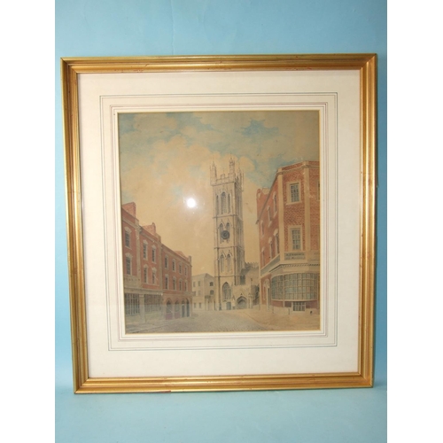 116 - G N Bruton, 'St Stephens Church, Bristol', a signed watercolour, dated 1822, 41.5 x 37cm.... 