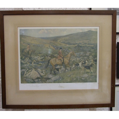 80 - After Lionel Edwards, coloured lithographic print 'Dartmoor Hunt', signed in pencil, huntsman and do... 