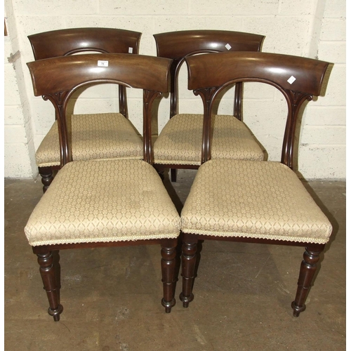 70 - A set of four early-Victorian mahogany dining chairs, with curved top rails and open backs, also fiv... 