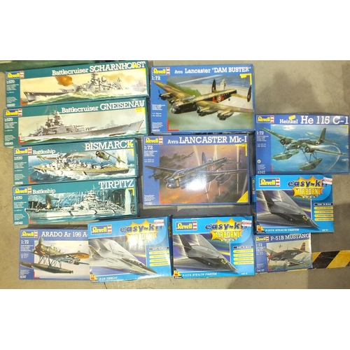 111 - A collection of four Revell 1:570 boxed model kits, including the battle cruisers Scharnhorst, Gneis... 