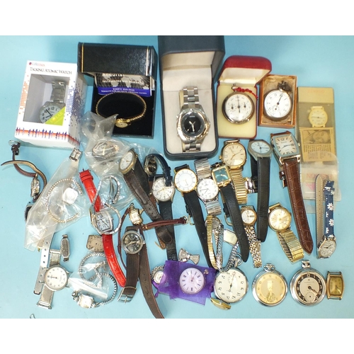 141 - A collection of gents and ladies wristwatches, (af).