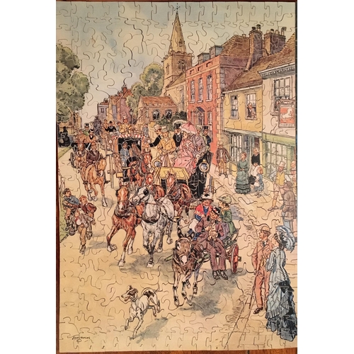 425 - Six Victorian wooden jigsaws, (five complete, one missing one piece).