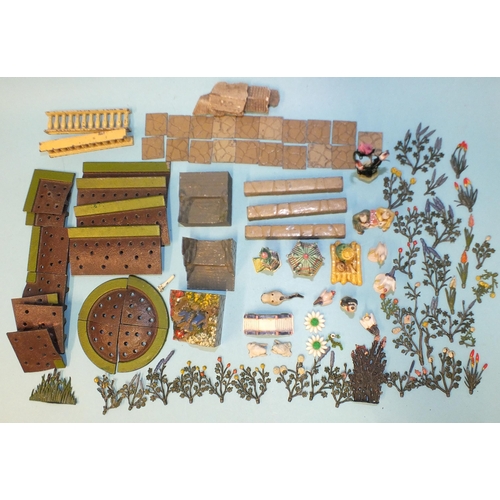 428 - A quantity of Britains metal garden series, to include flowers and borders, rockery balustrades, pav... 