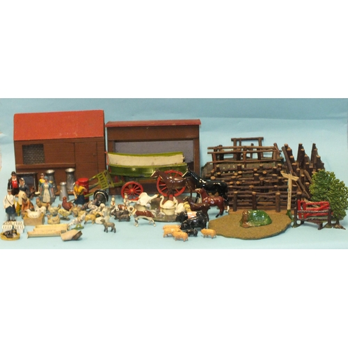 436 - A quantity of Britains and other farm figures and animals, including farmer & wife, milkmaid, mi... 