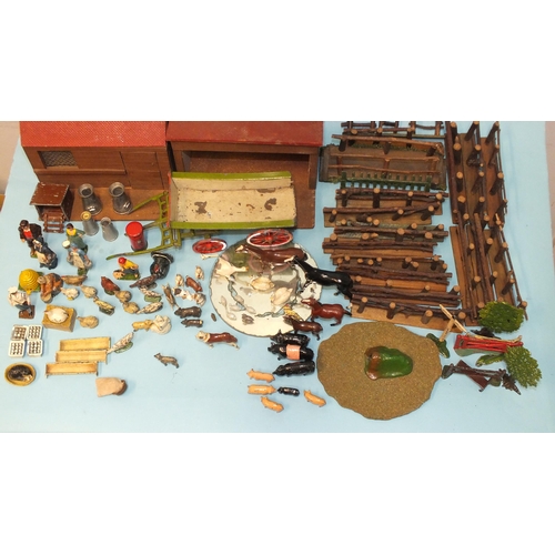 436 - A quantity of Britains and other farm figures and animals, including farmer & wife, milkmaid, mi... 