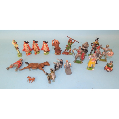 450 - Herald plastic figures: Robin Hood, Maid Marion (x3), Little John (a/f) and Friar Tuck, (x6), six le... 