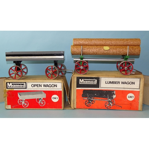 456 - Mamod, Open Wagon OW1 and Lumber Wagon LW1, both boxed, (2).