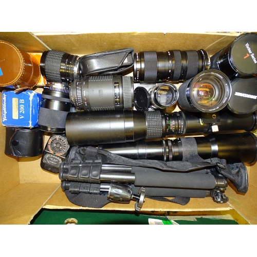 484 - Ten zoom lenses by Sigma, Vivitar, Zykkor, Sunagar and Paragon and other items.