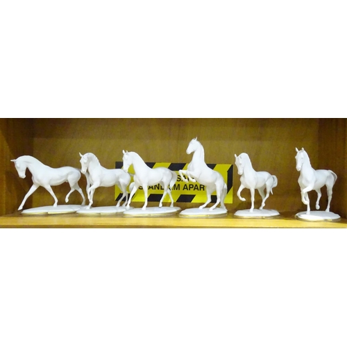 159 - A collection of six Franklin Mint porcelain 'Spanish Riding School Vienna' horse figures: 'Passage',... 