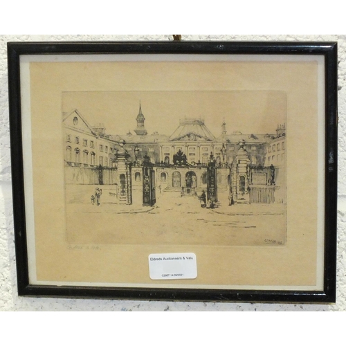 195 - After Harry George Webb, 'Main Entrance, Guy's Hospital', etching, signed and titled in pencil withi... 