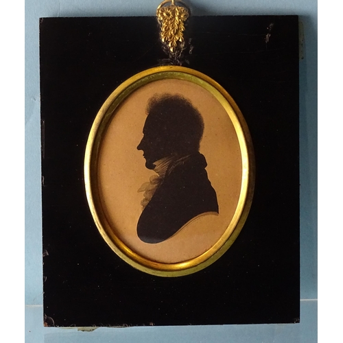 100 - William Alport, (fl.1830), an early-19th century painted silhouette on card of Edward Strangwayes of... 