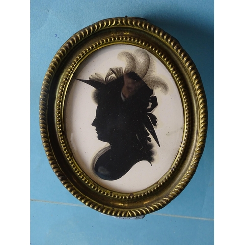 105 - John Miers (1758-1821), a late-18th century silhouette painted on plaster of an unknown woman, 90 x ... 