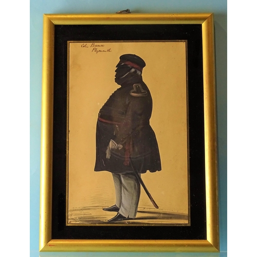 114 - Hubard Gallery (c1822-1845), a 19th century cut and painted silhouette of Colonel Bunce of Plymouth,... 