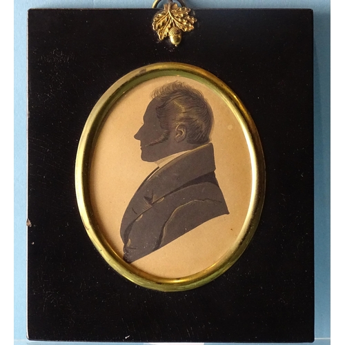 118 - Edward Barnes (fl.1820), (attrib.), an early-19th century painted silhouette on card of the brother ... 