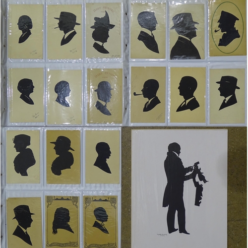 121 - A full-length cut silhouette by Elizabeth Baverstock of a gentleman cutting a silhouette, approximat... 