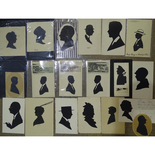 121 - A full-length cut silhouette by Elizabeth Baverstock of a gentleman cutting a silhouette, approximat... 