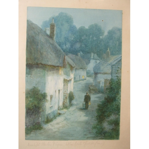 36 - Lewis Mortimer (fl. 1900-1920) POLPERRO Signed watercolour and a companion, MOONLIGHT, NEWTON ST CYR... 