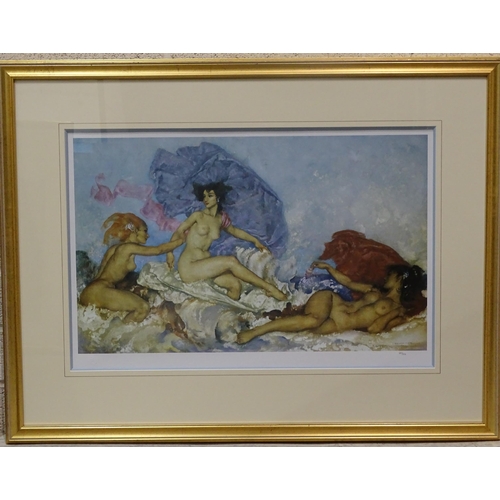 77 - After Sir William Russell-Flint (1880-1969), 'Rococo Aphrodite', an unsigned limited-edition coloure... 