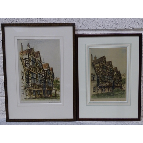 88 - After Edward W Sharland, 'St Peter's Hospital, Bristol', two hand-coloured etchings and four others,... 