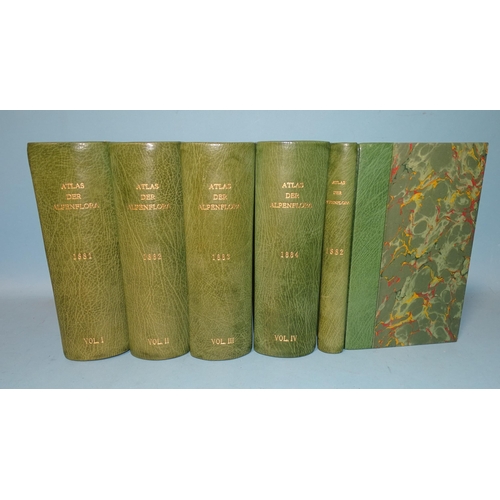 3 - Hartinger (Anton), Atlas der Alpenflora, five volumes, 500 coloured plates, hf green mor gt, marble ... 