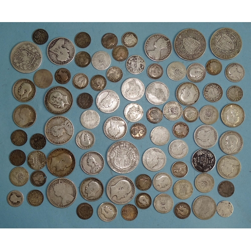 337 - A collection of British pre-1920 silver coinage, approximately £2 18sh.