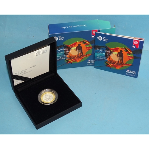 343 - A Royal Mint RAF Centenary badge 2018 UK silver proof £2 Piedfort coin no.1191, with certificate of ... 