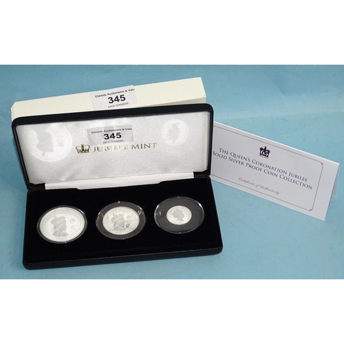 345 - Jubilee Mint 'The Queen's Coronation Jubilee Solid Silver Proof Coin Collection', consisting of 2018... 