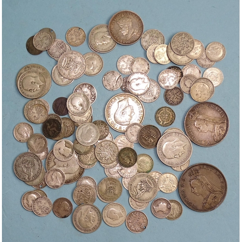 346 - A collection of mainly British coinage, including an 1887 crown and double-florin, with other pre-19... 