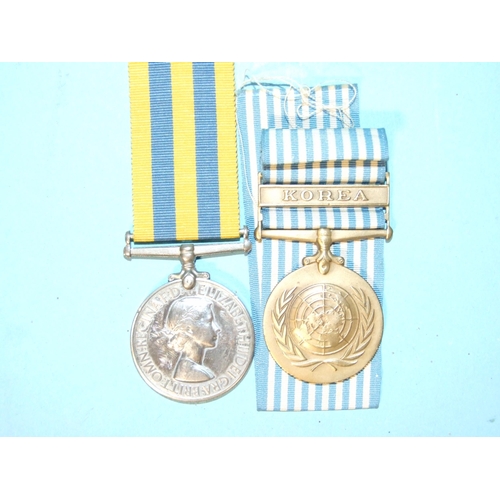 374 - A Royal Navy Korean War pair of medals awarded to: D/SSX 839062 K B Meredith A B RN, Korea Medal and... 