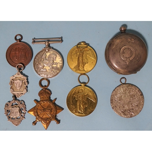 375 - A WWI pair, British War and Victory medals awarded to 142625.3.A.M.G.F. Bates RAF, another pair, 191... 