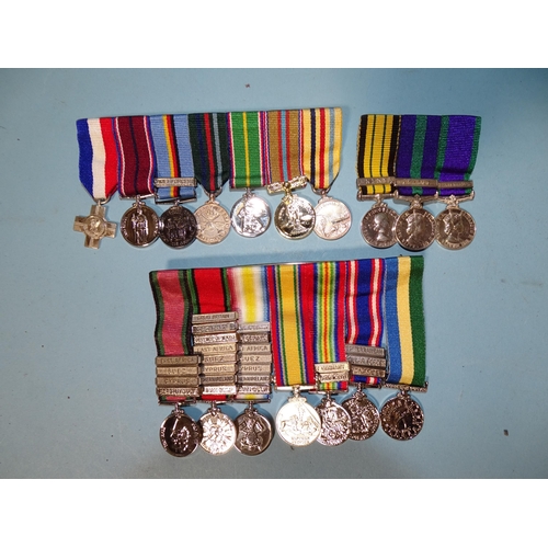 376 - Three groups of medal miniatures and a quantity of medal ribbons.