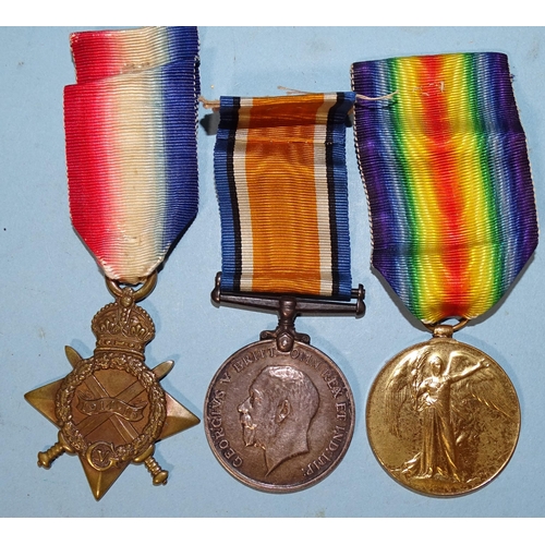 381 - A WWI trio awarded to: 111249 Pnr O Brownridge RE: 1914-15 Star (error on number impression), Britis... 