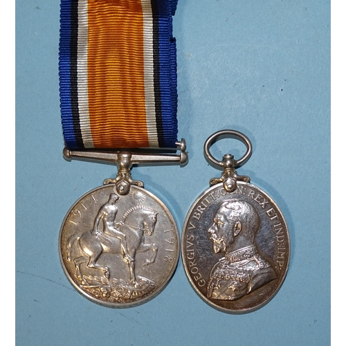 382 - A WWI pair awarded to 52639 Cpl F L Pipe, The Queens R: British War Medal and GRV Territorial Effici... 