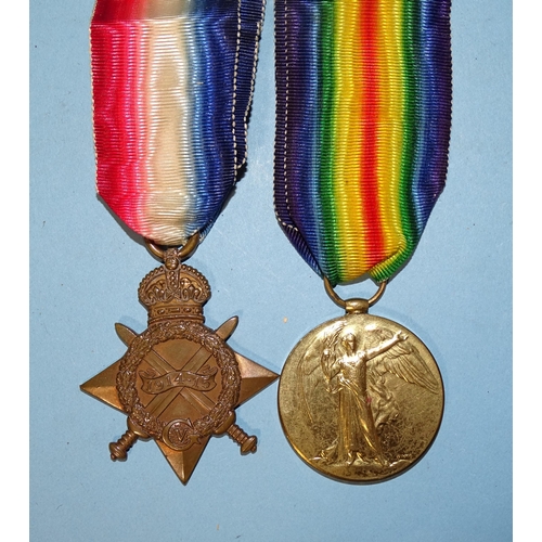 383 - A WWI pair awarded to 87636 DVR G H Tomasin RHA: 1914-15 Star and Victory Medal (Dvr G H Tomasin RA)... 