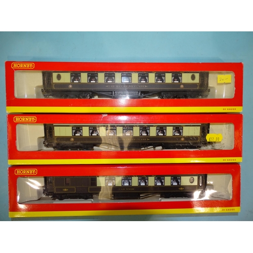 428 - Hornby OO gauge, three boxed Pullman coaches with lighting: R4144, R4144A and R4166, (3).... 