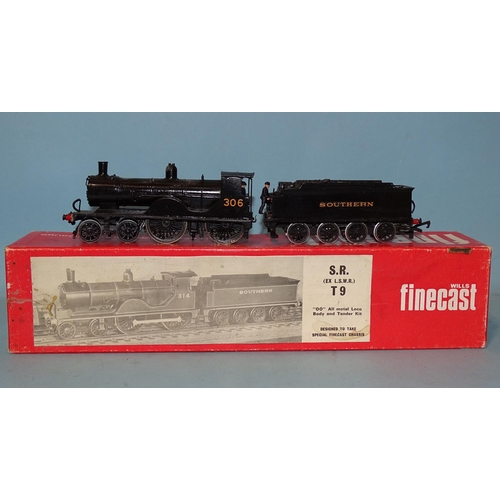 511 - Wills Finecast OO gauge, kit-built SR T9 4-4-0 locomotive in Southern Railway black RN 306.... 