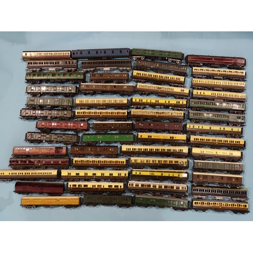 586 - OO gauge, a large quantity of unboxed coaches, all kit-built, repainted or altered in some way, (60,... 