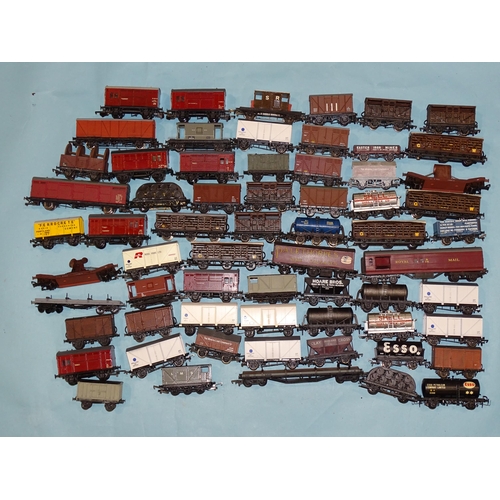 587 - OO gauge, a large quantity of unboxed wagons, many kit-built, repainted or altered, (60, approximate... 