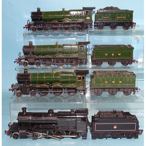 595 - OO gauge, four kit-built or modified locomotives, (unboxed).