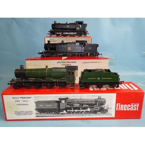 597 - Three OO gauge kit-built locomotives in Wills Finecast boxes: GWR 4-6-0 Hall Class 