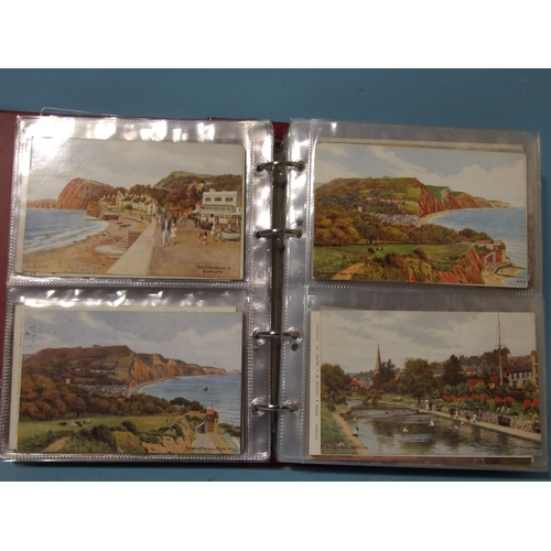 60 - An album of 168 artist-drawn A R Quinton postcards of UK scenes, including many of Devon.... 