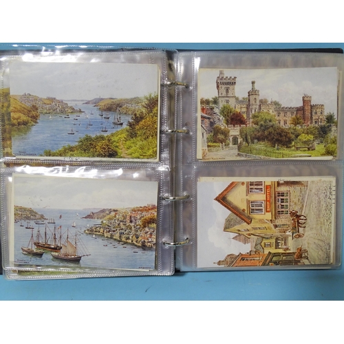 62 - An album of 136 artist-drawn A R Quinton postcards, UK views, including some Devon and Cornwall.... 