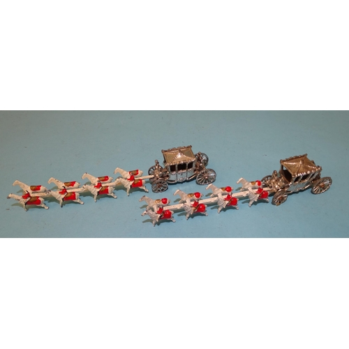 638 - Two Lesney Moko miniature coronation coaches and a quantity of unboxed diecast cars.... 