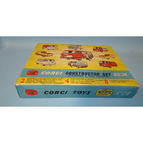 643 - Corgi, Gift Set 24 Constructor Set, comprising Commer 3/4-ton chassis, (missing bench seat), boxed.... 